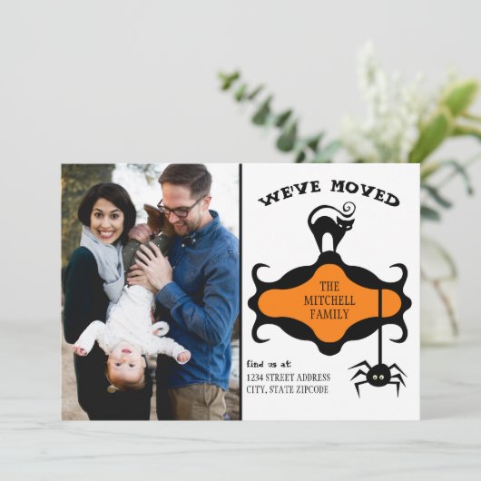 Single Photo New Address Halloween We hebben ons v Aankondiging (Staand voorkant)