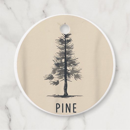 Single Pine Tree Outfit Bedankjes Labels (Voorkant)