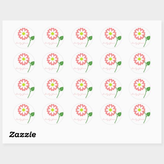 Single Pink Blooming Daisy Stickers (Vel)