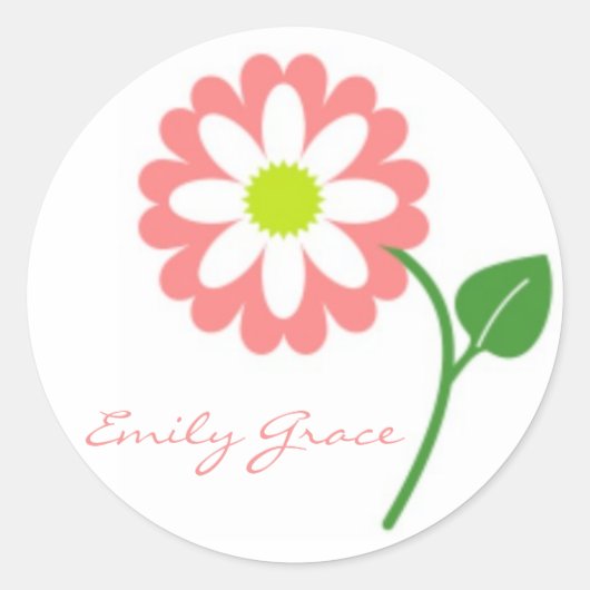 Single Pink Blooming Daisy Stickers (Voorkant)
