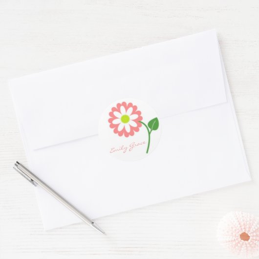 Single Pink Blooming Daisy Stickers (Envelop)