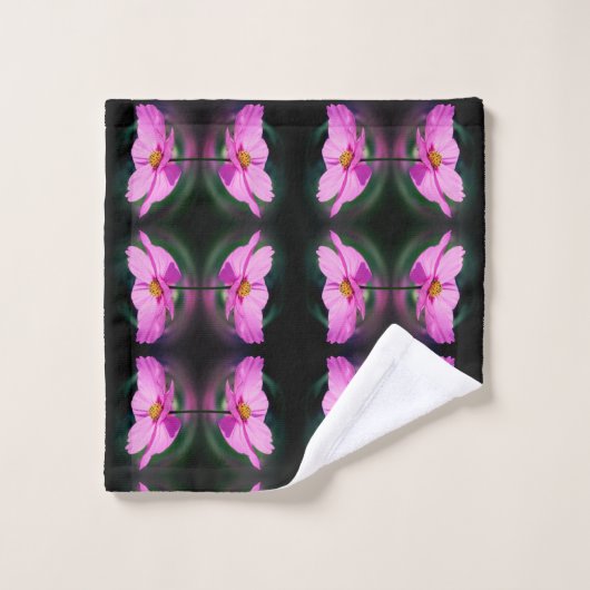 Single Pink Cosmos Flower Abstract Pattern Bad Handdoek (Wasdoekje)