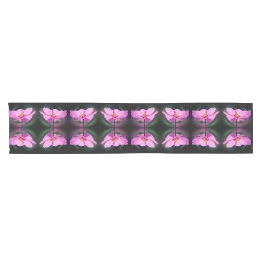 Single Pink Cosmos Flower Abstract Pattern Korte Tafelloper (Horizontaal)