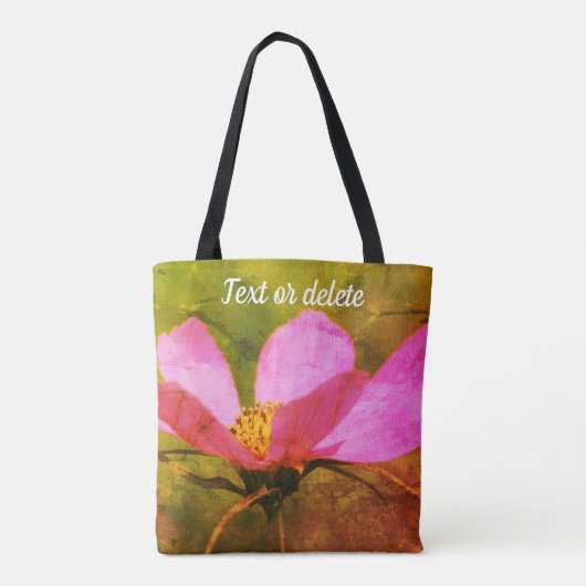 Single Pink Cosmos Flower Art, aangepast Tote Bag (Achterkant)