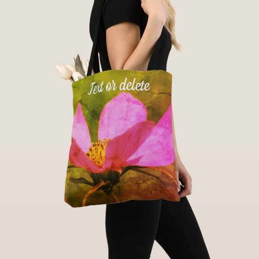 Single Pink Cosmos Flower Art, aangepast Tote Bag (Dichtbij)