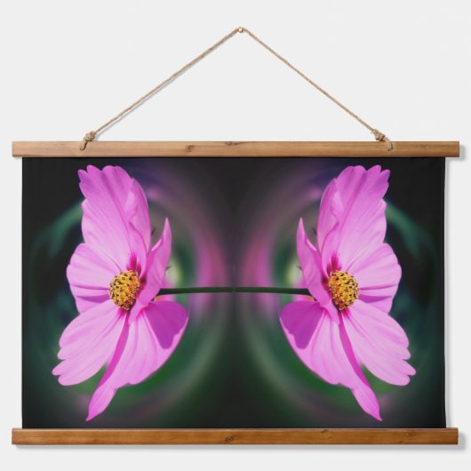 Single Pink Cosmos Flower Art Abstract Hangend Wandkleed (Voorkant)
