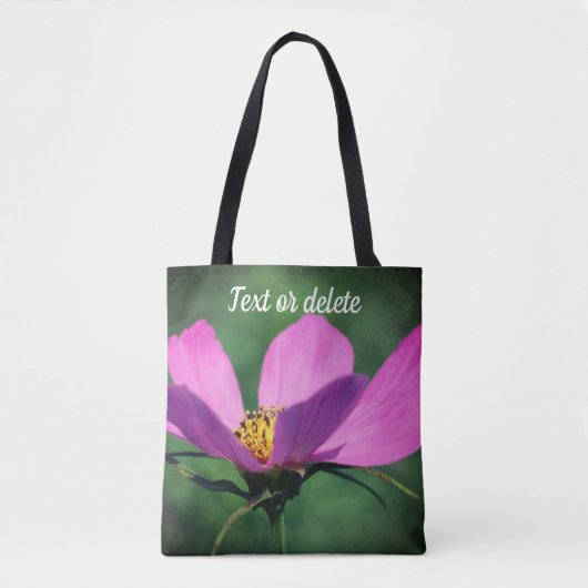 Single Pink Cosmos Flower in Bloom Personalized Tote Bag (Voorkant)