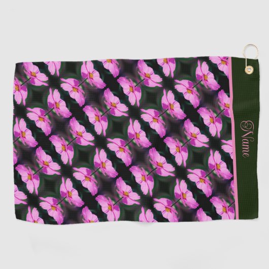 Single Pink Cosmos Flower Pattern - Aangepast Golfhanddoek (Horizontaal)
