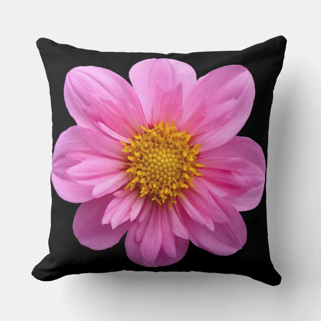 Single Pink Dahlia Flower Kussen (Voorkant)