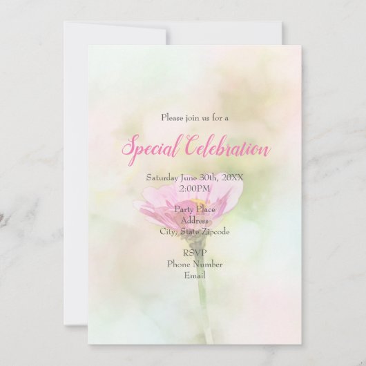 'Single Pink Daisy' Kaart (Voorkant)