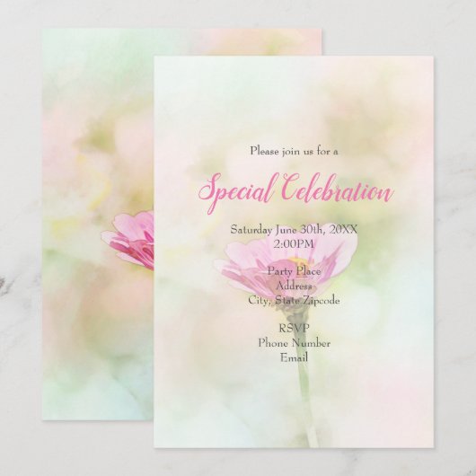 'Single Pink Daisy' Kaart (Voorkant / Achterkant)