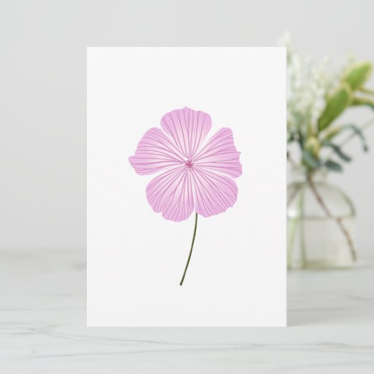 Single Pink Lavatera Kaart (Staand voorkant)