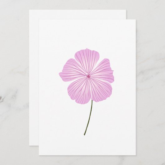 Single Pink Lavatera Kaart (Voorkant / Achterkant)