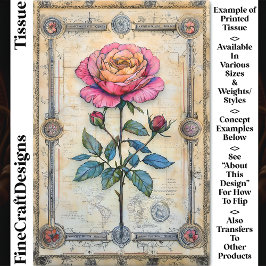 Single Pink Rose, CZ9 Decoupage Tissuepapier