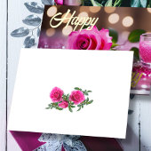 Single Pink Rose Elegante Verjaardagswens Folie Wenskaart