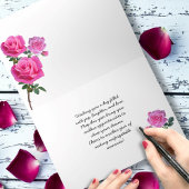 Single Pink Rose Elegante Verjaardagswens Folie Wenskaart