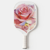 Single Pink Rose in Bloom Signature Pickleball Paddle (Achterkant)