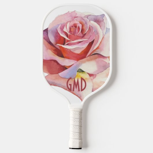 Single Pink Rose in Bloom Signature Pickleball Paddle (Achterkant)