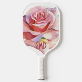 Single Pink Rose in Bloom Signature Pickleball Paddle