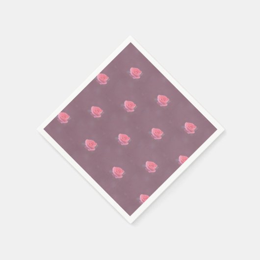 Single Pink Rose Pattern Servet (Hoek)