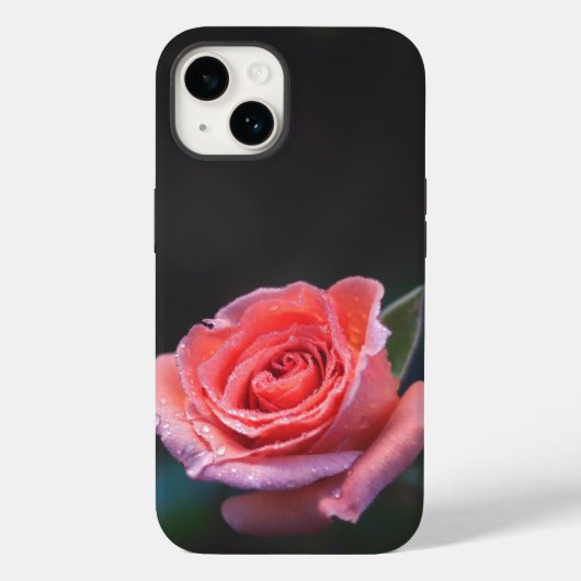Single Pink Rose with Dew Case-Mate iPhone Case (Achterkant)