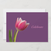 Single Pink Tulip Jubileum Party - Paars Kaart (Achterkant)