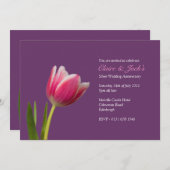Single Pink Tulip Jubileum Party - Paars Kaart (Voorkant / Achterkant)