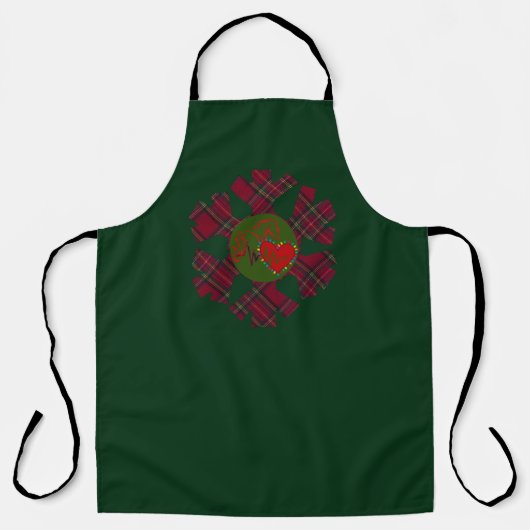Single Plaid Snowflake Apron Schort (Voorkant)