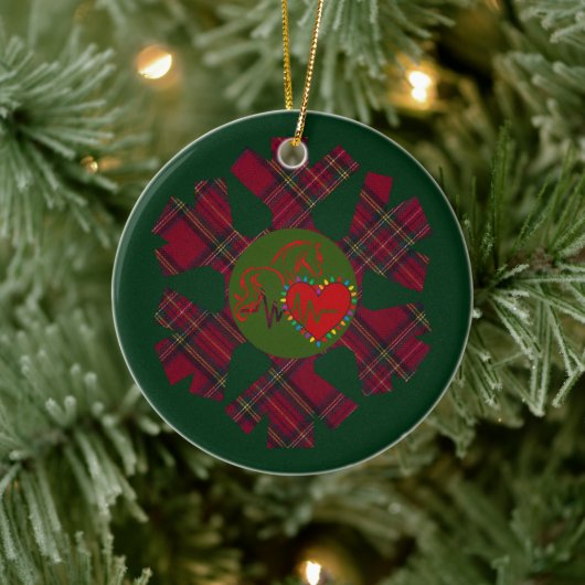 Single Plaid Snowflake Keramisch Ornament (Boom)