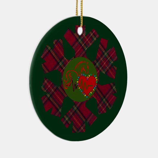 Single Plaid Snowflake Keramisch Ornament (Rechts)
