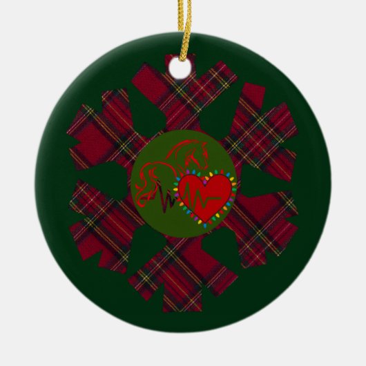 Single Plaid Snowflake Keramisch Ornament (Voorkant)