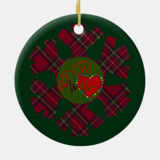 Single Plaid Snowflake Keramisch Ornament (Achterkant)