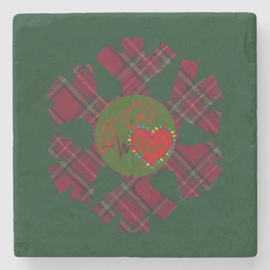 Single Plaid Snowflake  Stenen Onderzetter (Voorkant)