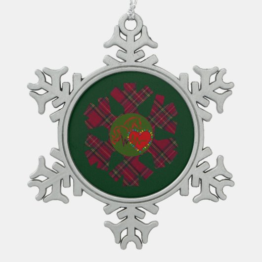 Single Plaid Snowflake Tin Sneeuwvlok Ornament (Voorkant)