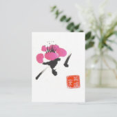Single Plum Blossom Briefkaart (Staand voorkant)