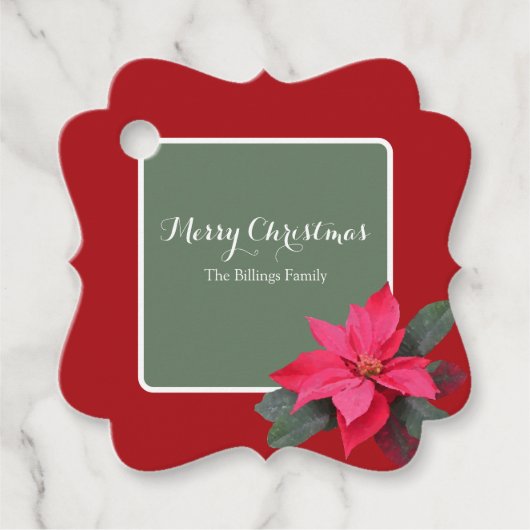 Single Poinsettia Customizable Text Design Bedankjes Labels (Voorkant)