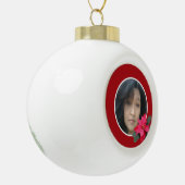 Single Poinsettia Design Keramische Bal Ornament (Links)