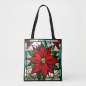 Single Poinsettia Faux-Glas in lood Tote Bag (Voorkant)