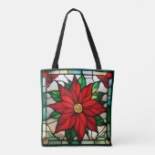 Single Poinsettia Faux-Glas in lood Tote Bag (Achterkant)
