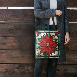 Single Poinsettia Faux-Glas in lood Tote Bag