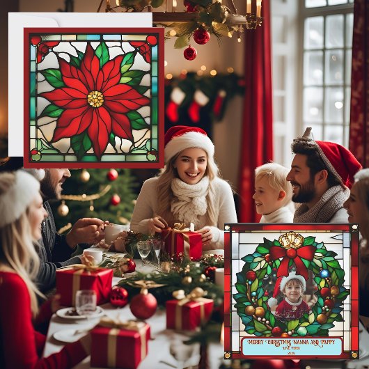 Single Poinsettias Faux-Glas in lood