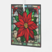 Single Poinsettias Faux-Glas in lood Glas Ornament (Voorkant links)