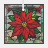 Single Poinsettias Faux-Glas in lood Glas Ornament (Voorkant)