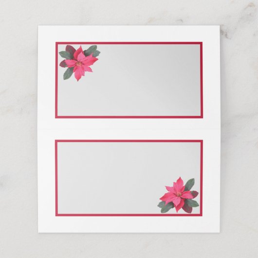 Single Pointsettia Traditioneel ontwerp Plaatskaartje (Buitenkant ongevouwen)