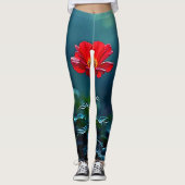 Single Red Bloom Focus Design Leggings (Voorkant)