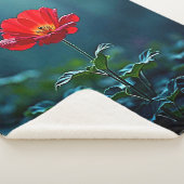 Single Red Bloom Focus Design Sherpa Deken (3/4)