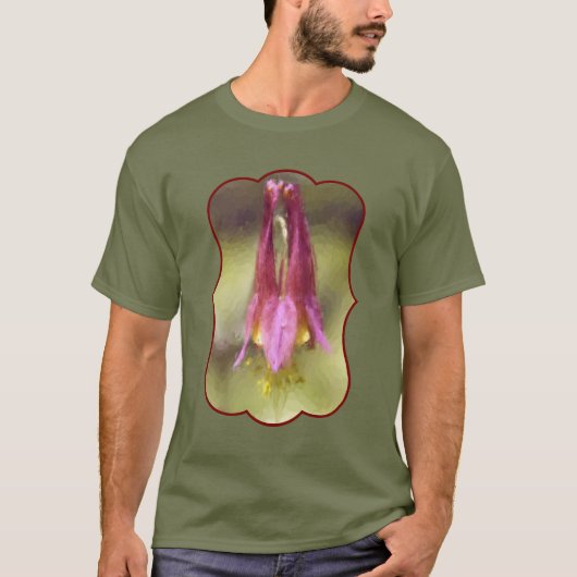 Single Red Columbine Flower Art T-shirt (Voorkant)