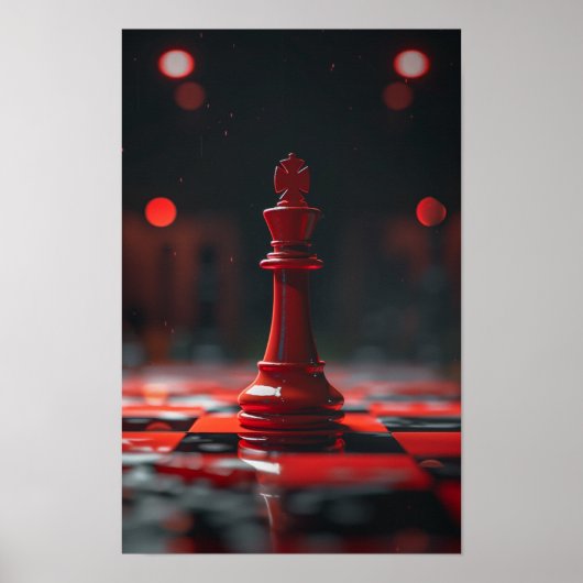 Single Red King Schaakstuk Poster (Voorkant)