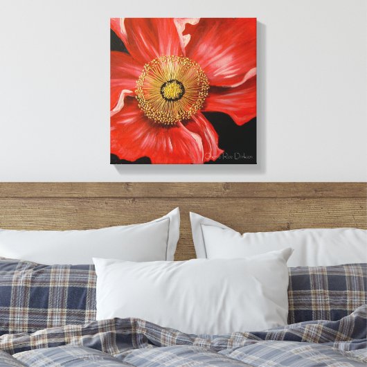 Single Red Poppy Canvas Afdruk (Insitu (Slaapkamer))