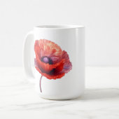Single Red Poppy Flower Koffiemok (Voorkant links)